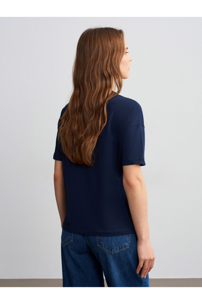 3683 Basic T-Shirt-K.Lacivert görsel 2
