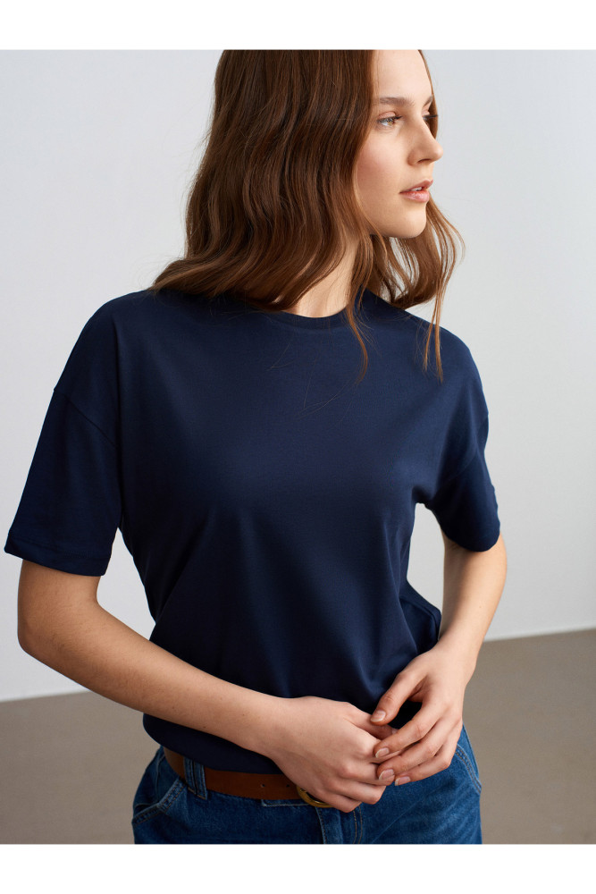 3683 Basic T-Shirt-K.Lacivert görsel 3