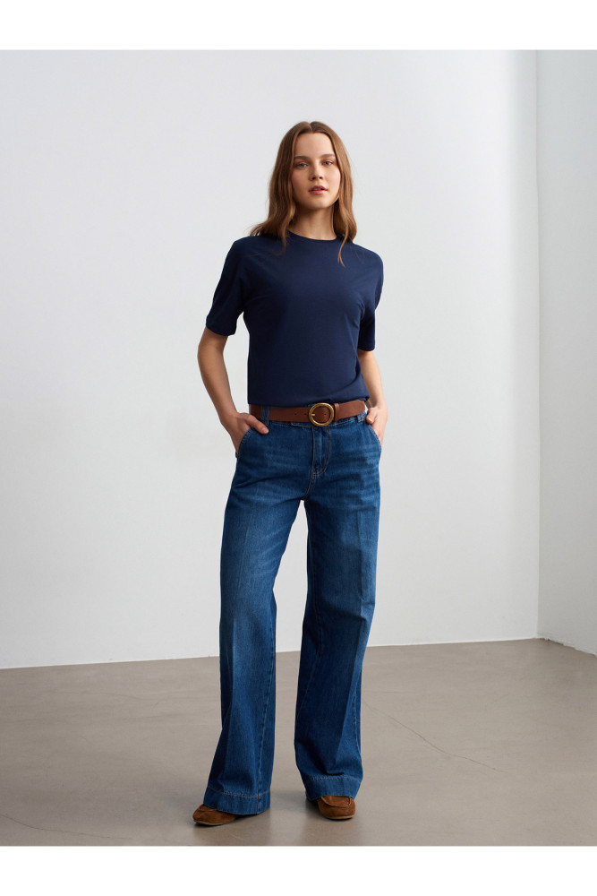 3683 Basic T-Shirt-K.Lacivert görsel 4