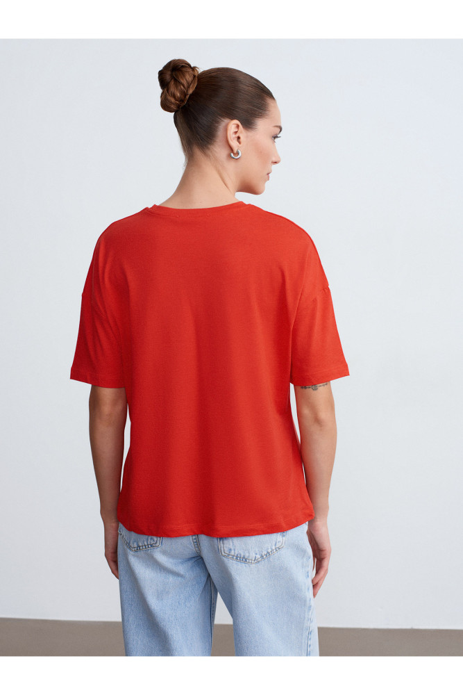 3683 Basic T-Shirt-Kırmızı görsel 2