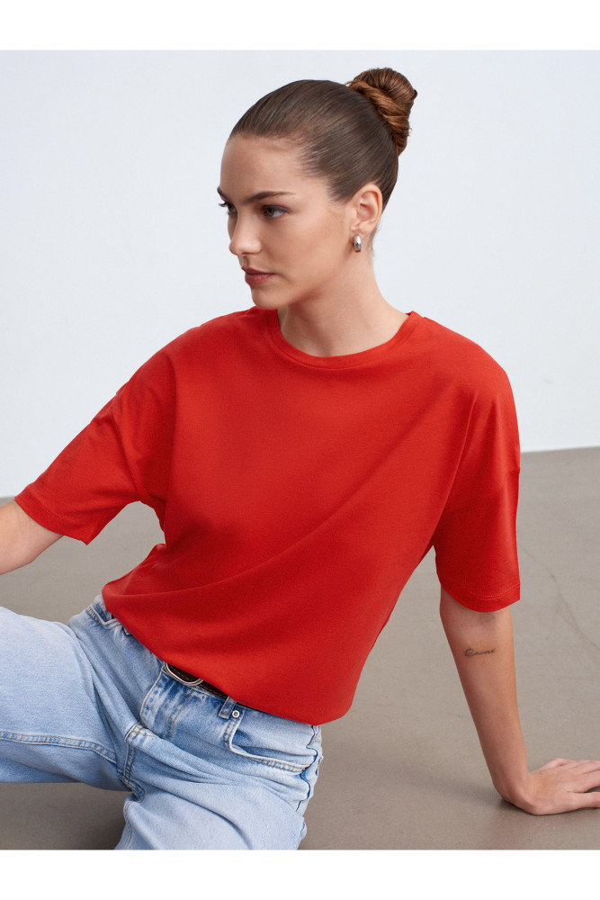 3683 Basic T-Shirt-Kırmızı görsel 3