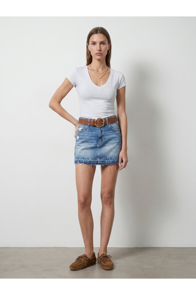 32799 V Yaka Top-Beyaz görsel 3