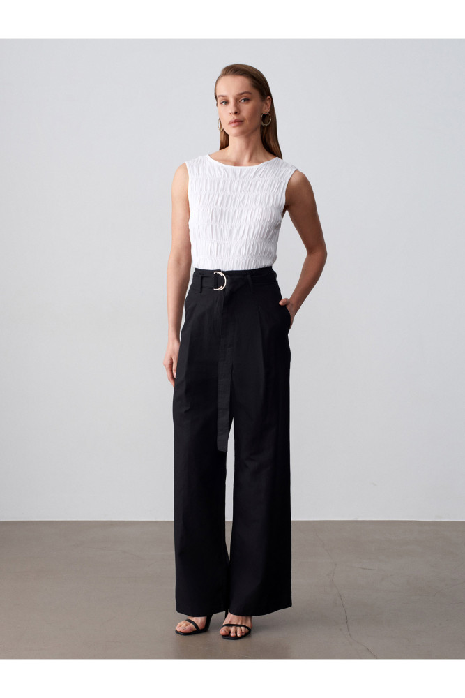72673 Kemerli Pantolon-Siyah
