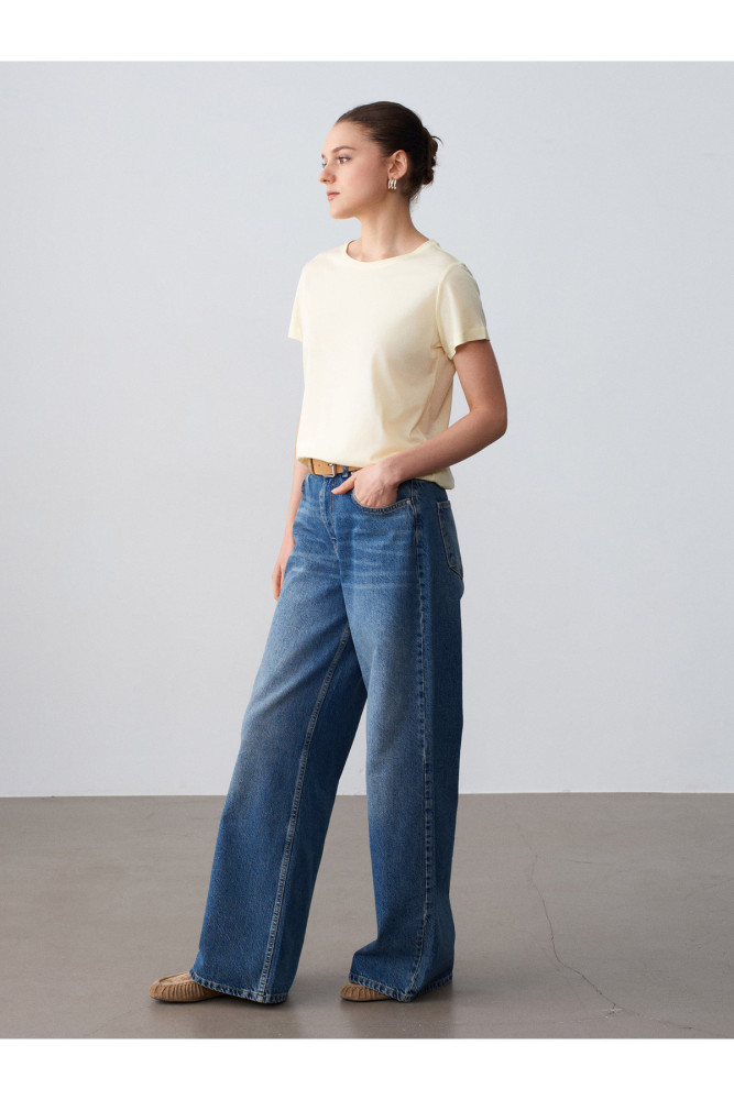 32852 Basic T-Shirt-Açık Sarı görsel 4