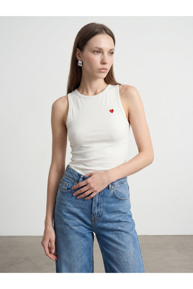 21259 Bisiklet Yaka Top-Ekru görsel 2