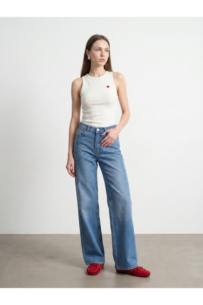 21259 Bisiklet Yaka Top-Ekru görsel 4