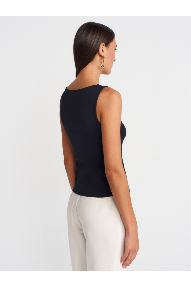 31764 Fermuar Detaylı Top-Siyah görsel 2