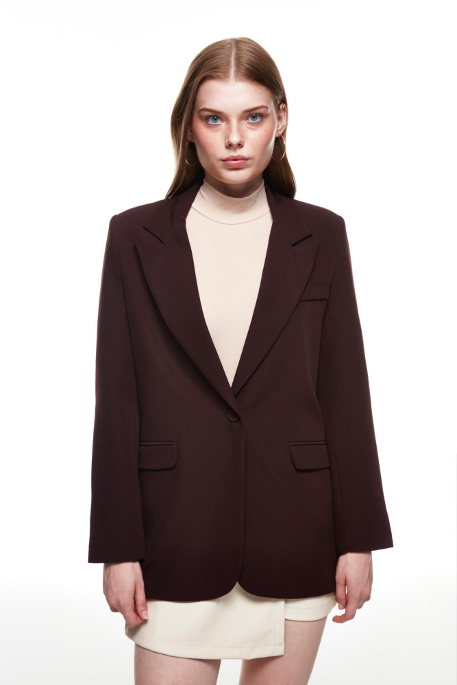 Blazer Ceket Koyu Kahve görsel 3