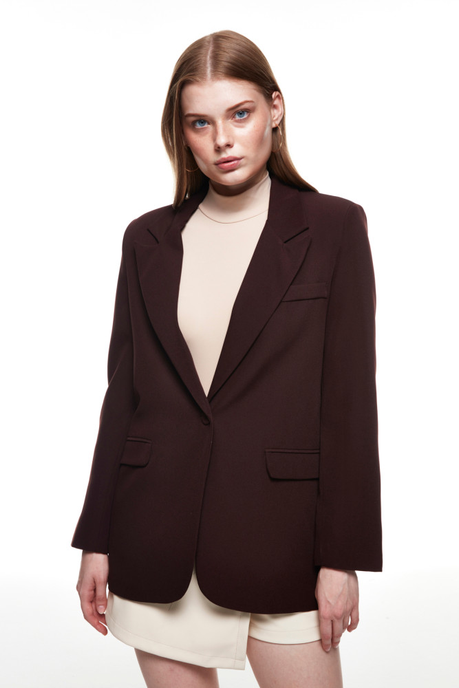 Blazer Ceket Koyu Kahve görsel 4