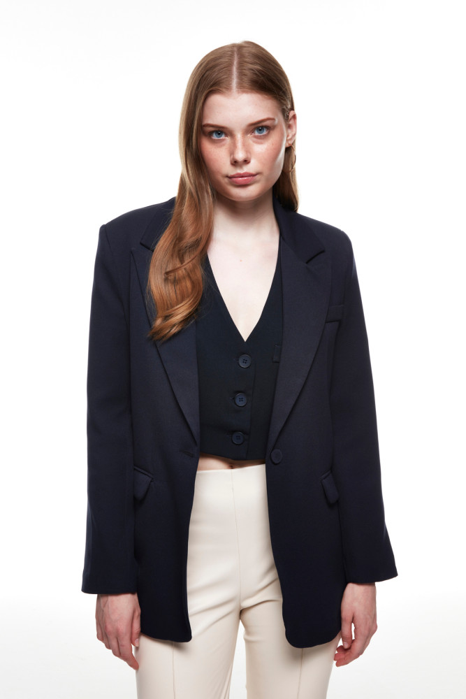 Blazer Ceket Lacivert görsel 3
