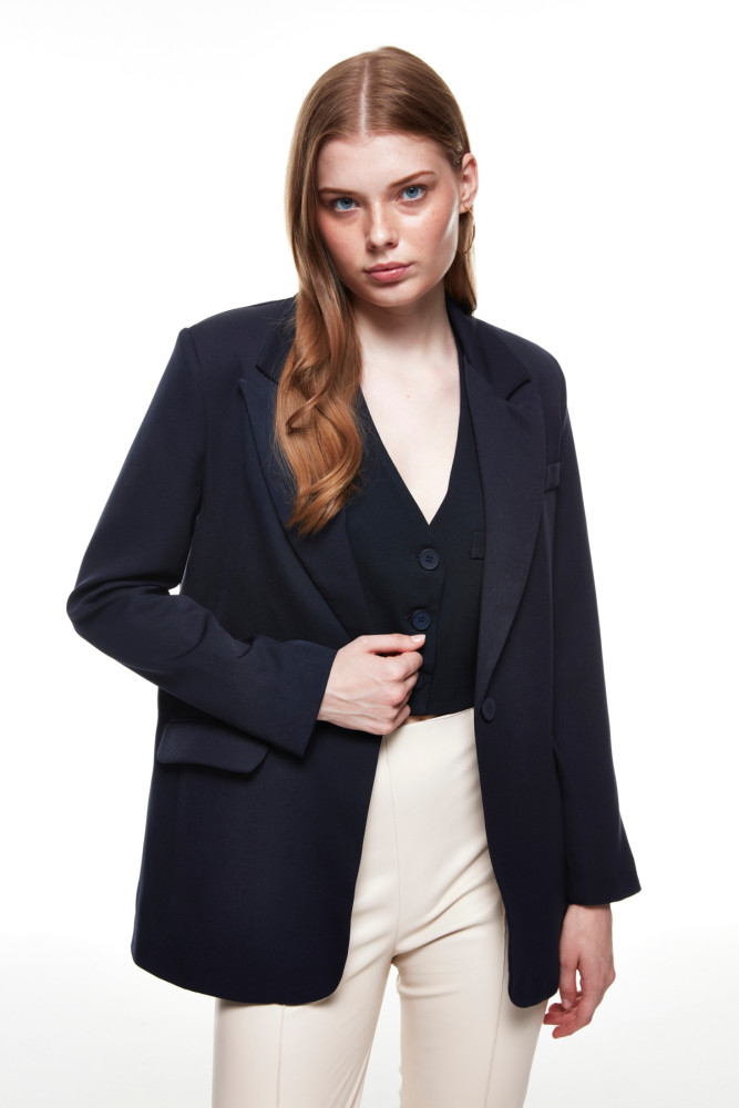 Blazer Ceket Lacivert görsel 4