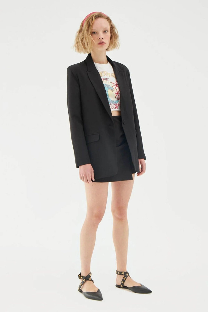 Oversize Blazer Kadın Ceket 50873 Siyah