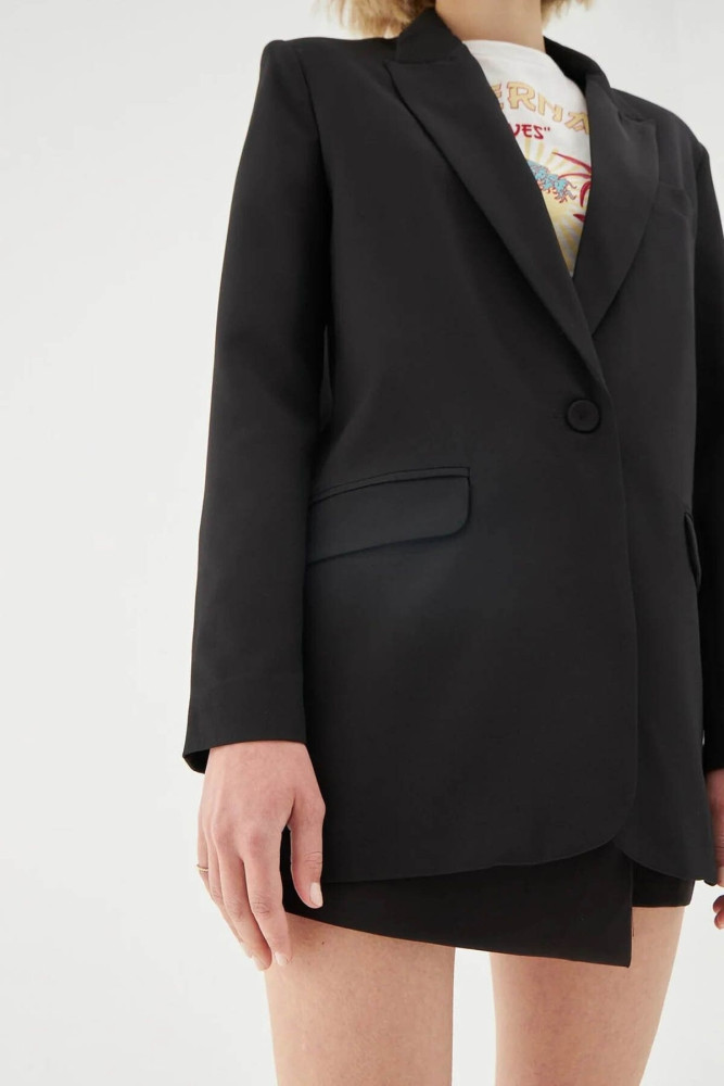 Oversize Blazer Kadın Ceket 50873 Siyah görsel 4