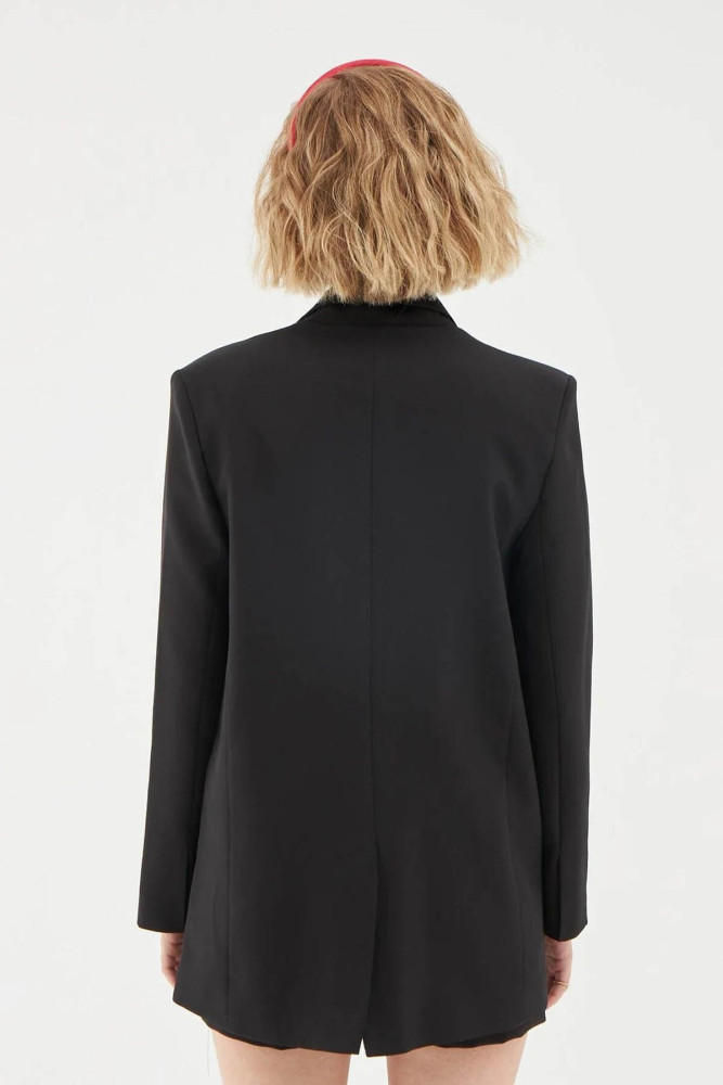 Oversize Blazer Kadın Ceket 50873 Siyah görsel 5