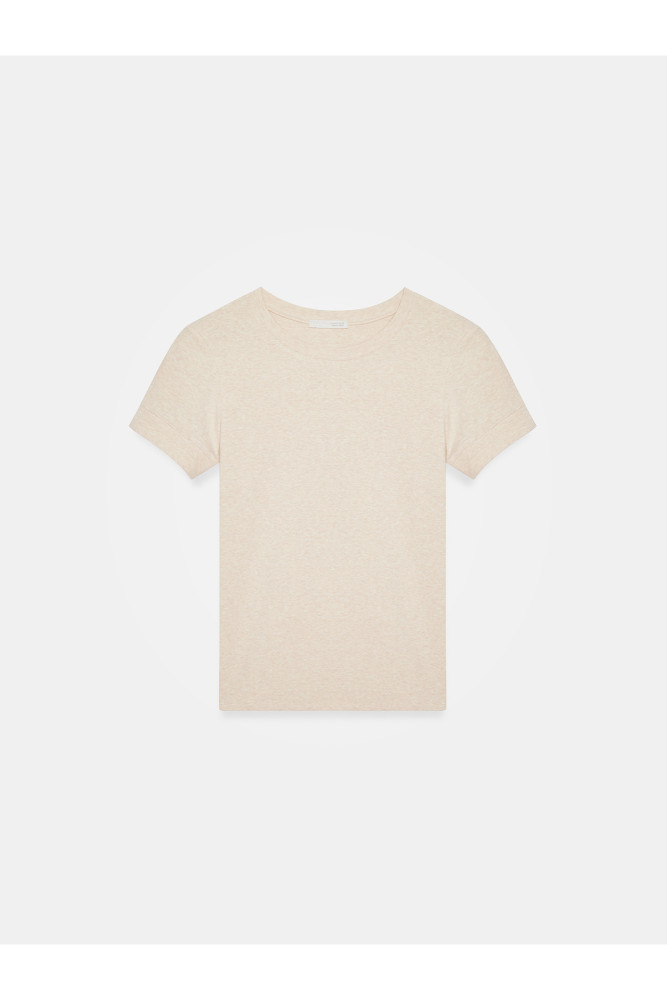 32637 Bisiklet Yaka T-Shirt-Bej Melanj görsel 5