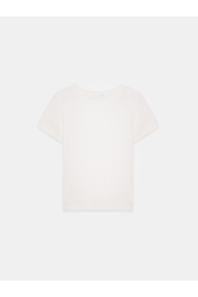 32637 Bisiklet Yaka T-Shirt-Ekru görsel 5