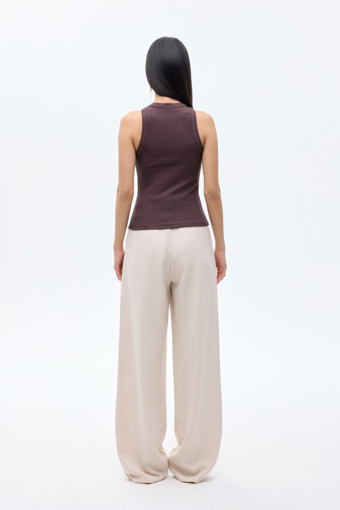 Halter Yaka Basic Fitilli Atlet Koyu Kahve görsel 5