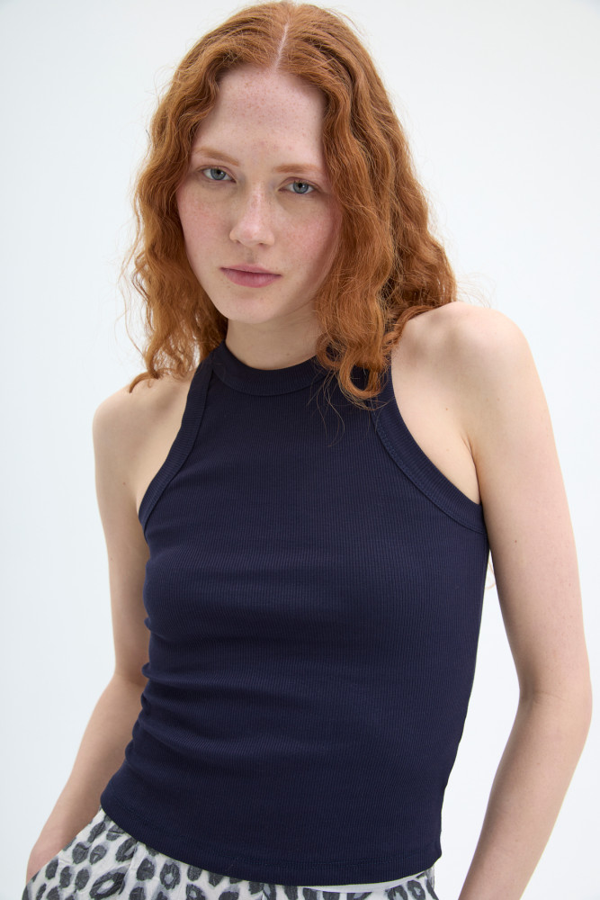 Halter Yaka Basic Fitilli Atlet Lacivert görsel 4