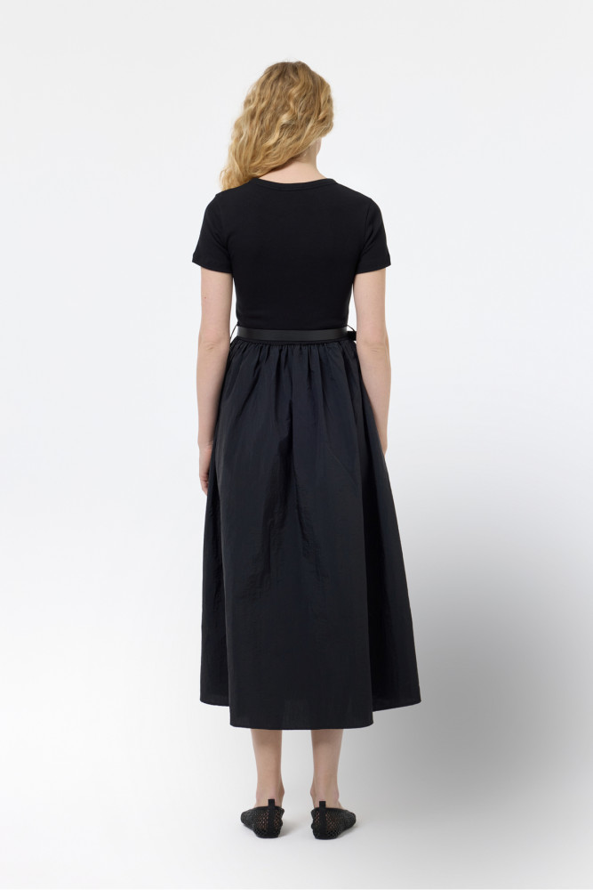 Beli Kemerli Basic Midi Elbise Siyah görsel 5