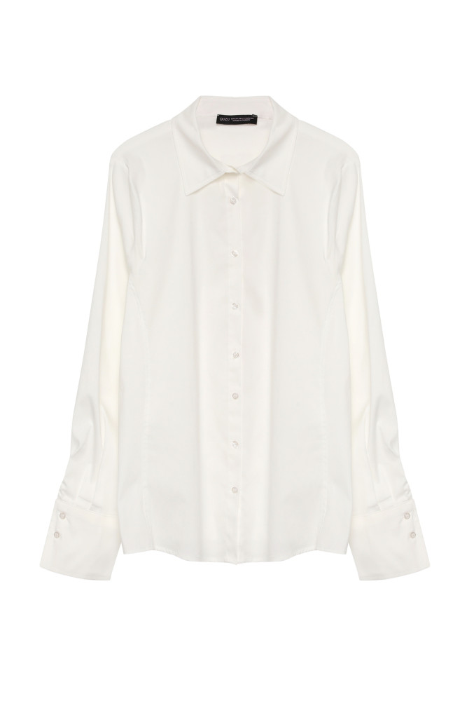 Quzu Kadın slimfit gömlek likralı görsel 2