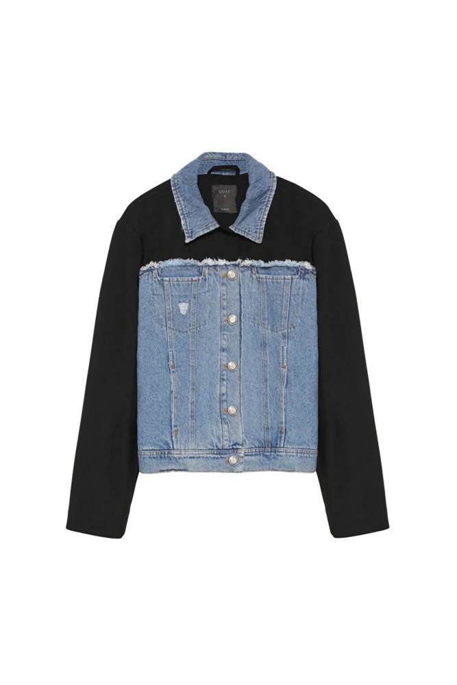 QUZU Denim Match Detaylı Düğmeli Ceket Siyah