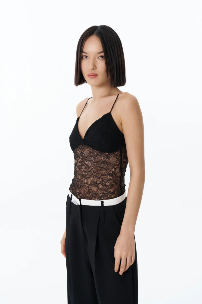 Quzu Dantelli Transparan Bodysuit Siyah görsel 4
