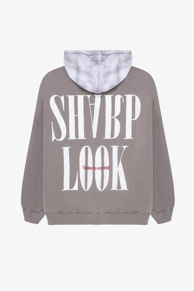 Baskı Detaylı Sweatshirt Gri görsel 2