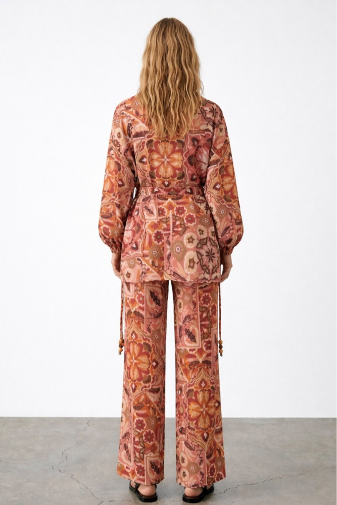 Etnik Desenli Kimono Pembe görsel 3