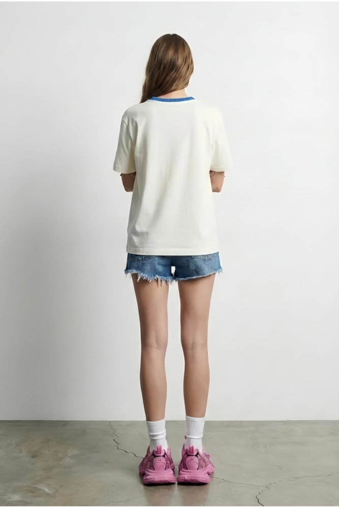 Kadın T-shirt TSH01843 Ekru görsel 3