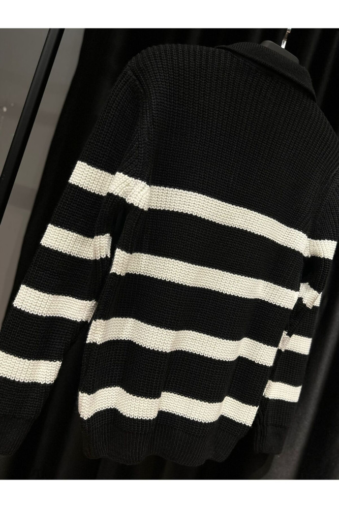 5242 MANCHE ÇİZGİLİ POLO YAKA TRİKO SWEAT