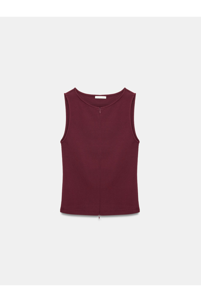31764 Fermuar Detaylı Top-Bordo görsel 5