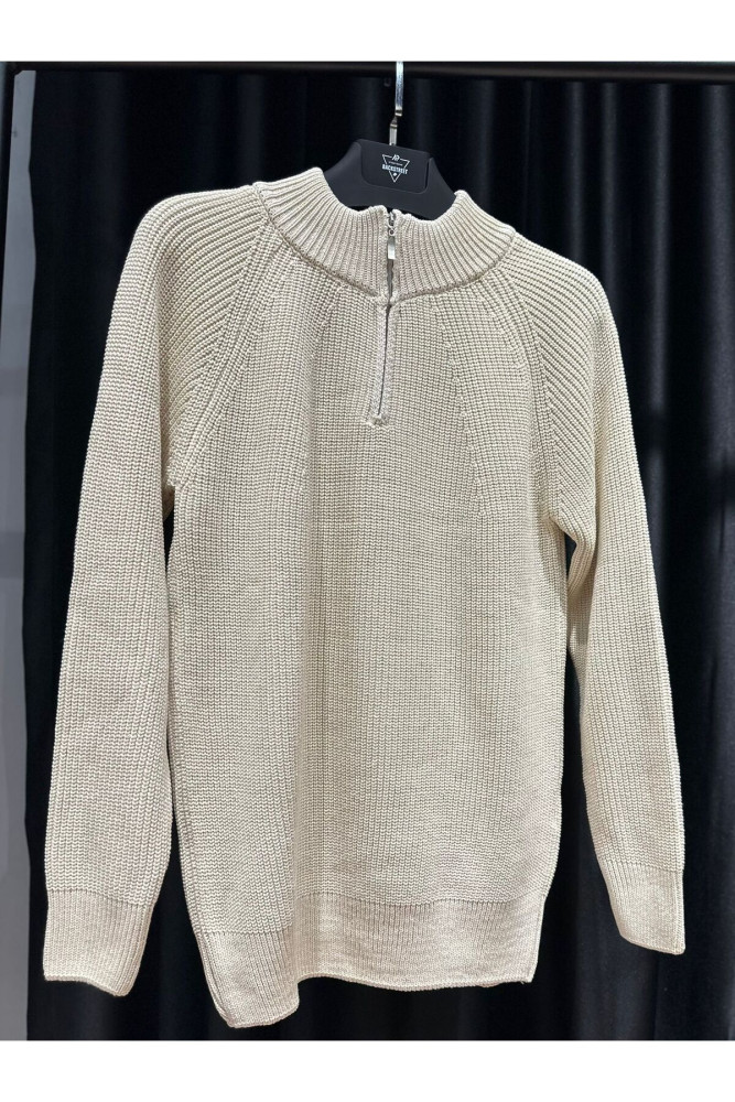 5293 MANCHE DİK YAKA FERMUARLI TRİKO SWEAT görsel 2