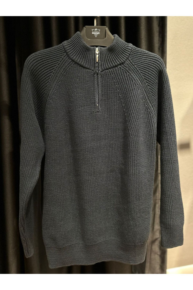 5293 MANCHE DİK YAKA FERMUARLI TRİKO SWEAT görsel 4