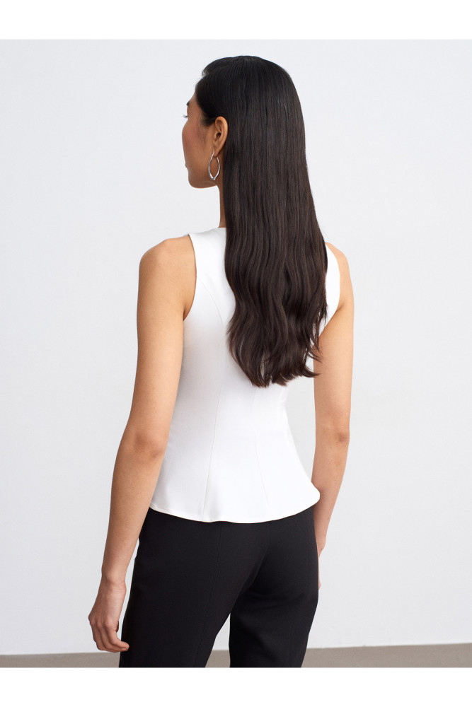 50544 Korse Peplum Bluz-Açık Taş görsel 2