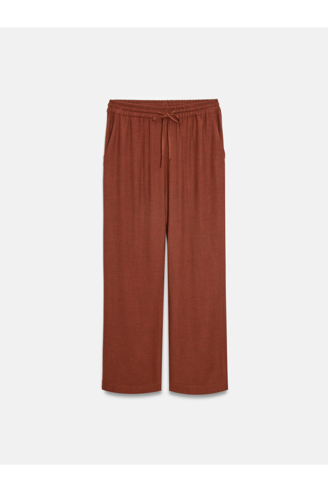 72225 Beli Lastikli Dökümlü Pantolon-Kiremit
