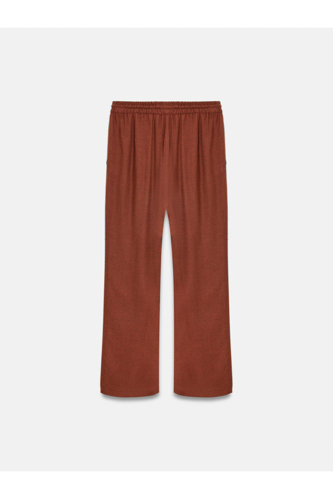 72225 Beli Lastikli Dökümlü Pantolon-Kiremit görsel 2