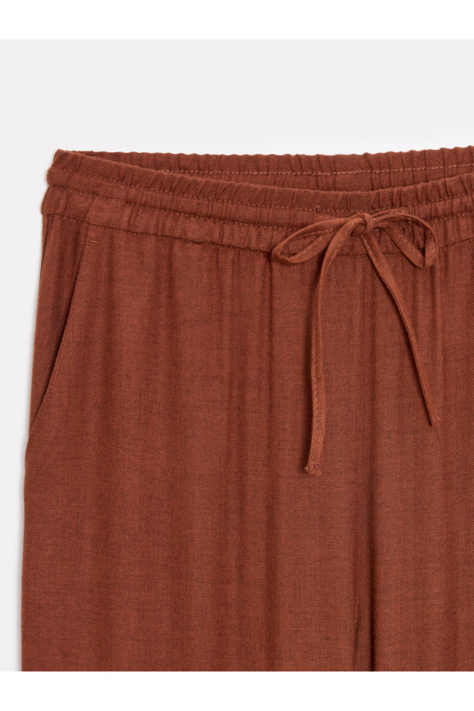 72225 Beli Lastikli Dökümlü Pantolon-Kiremit görsel 3