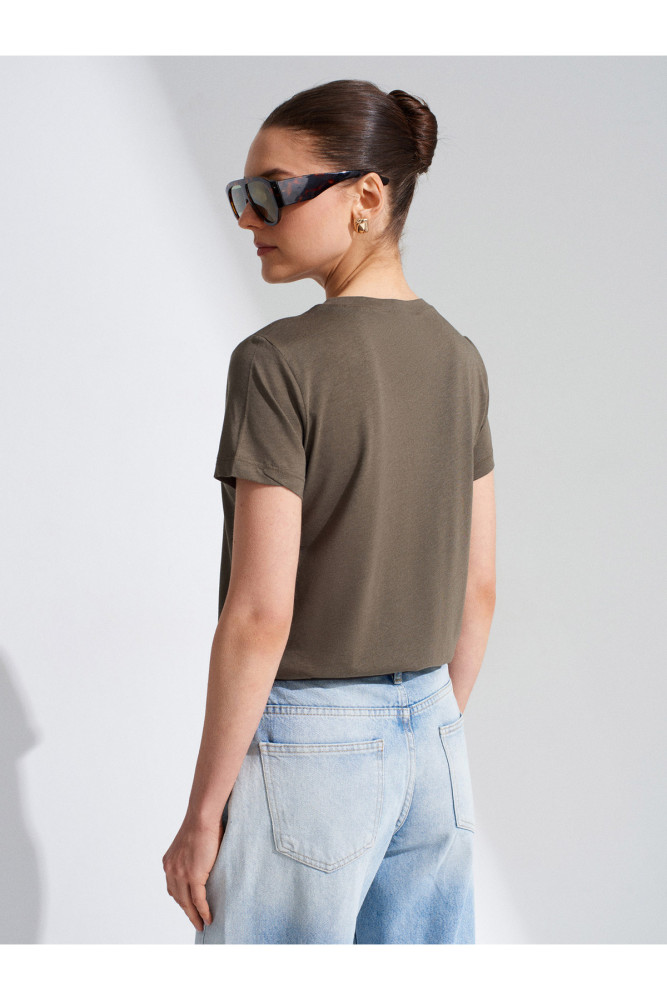 32852 Basic T-Shirt-Haki görsel 2