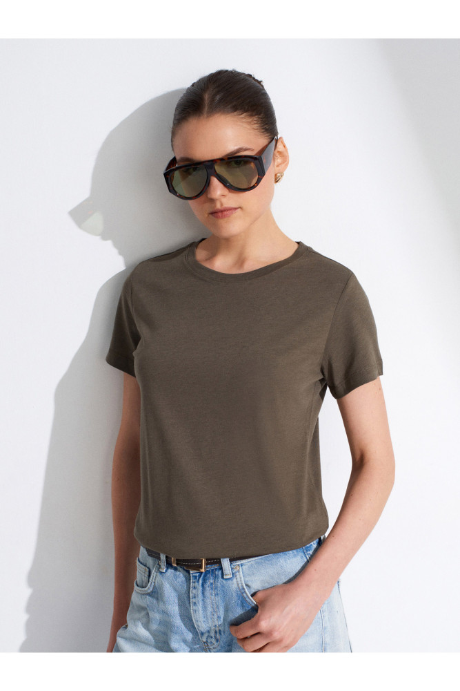 32852 Basic T-Shirt-Haki görsel 3