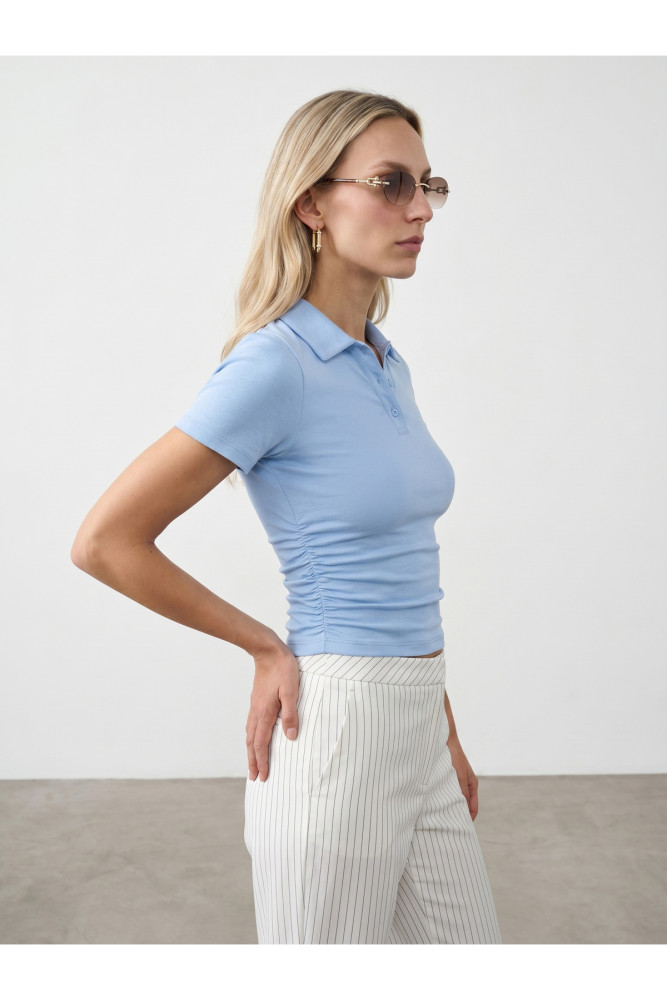 32614 Polo Yaka Top-Açık Mavi görsel 3