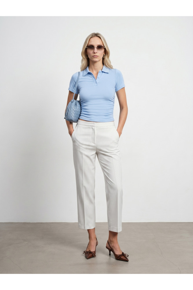 32614 Polo Yaka Top-Açık Mavi görsel 4