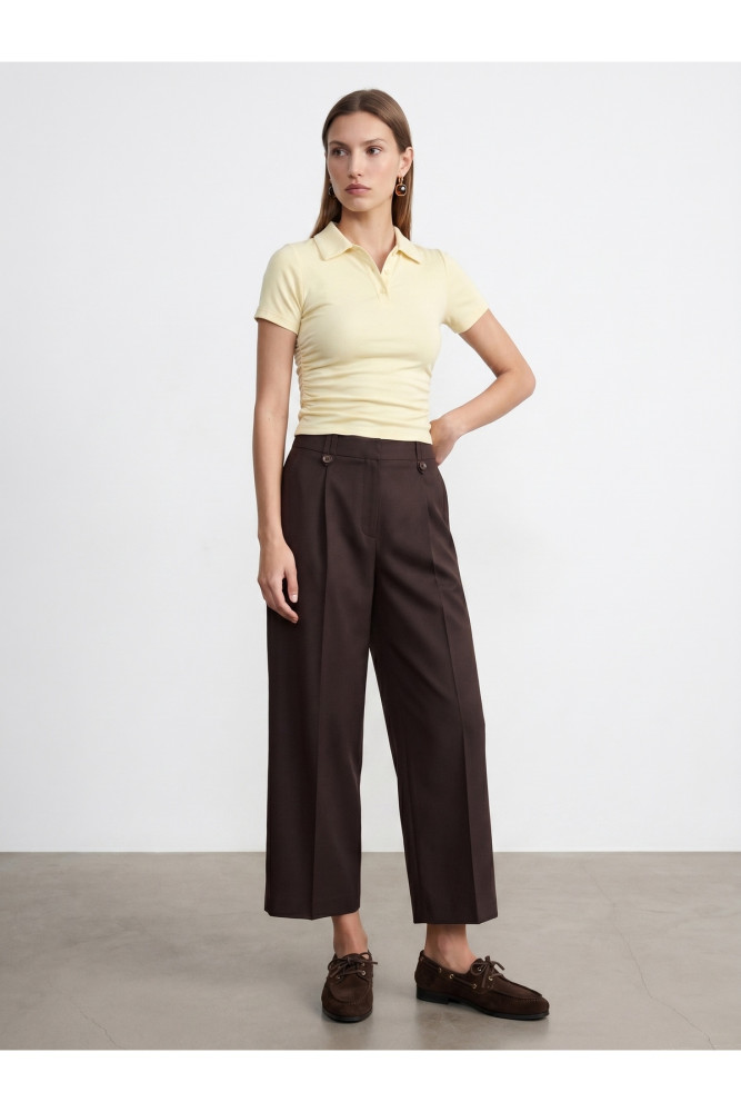 32614 Polo Yaka Top-Açık Sarı görsel 3