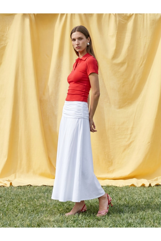 32614 Polo Yaka Top-Kırmızı