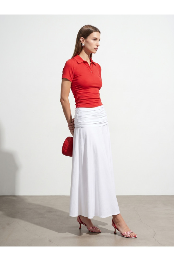 32614 Polo Yaka Top-Kırmızı görsel 5