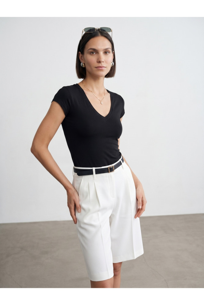 32799 V Yaka Top-Siyah görsel 4