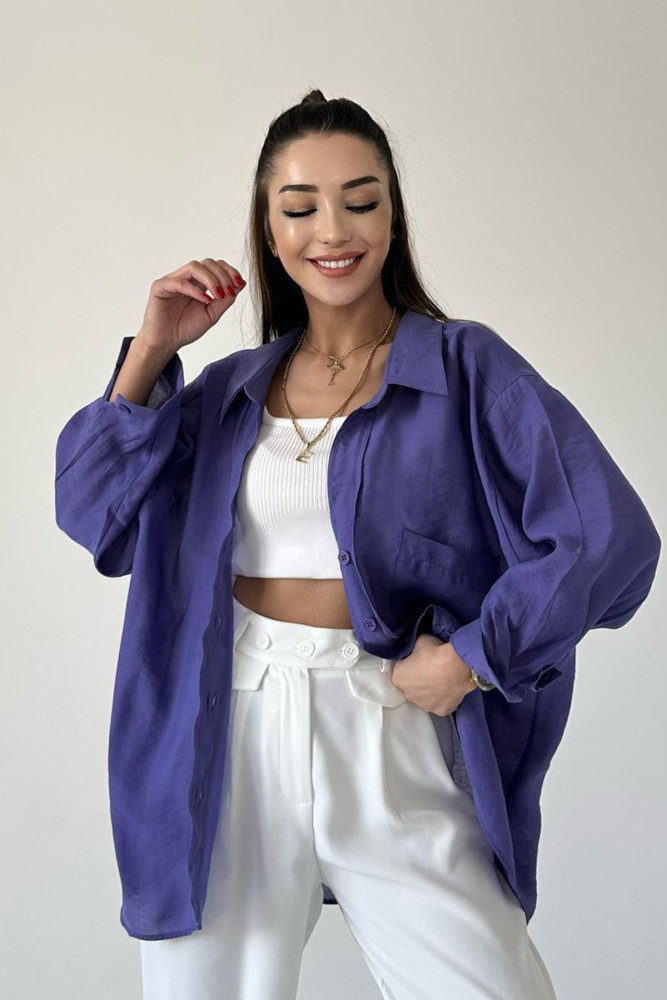 Düşük Omuzlu Oversize Gömlek