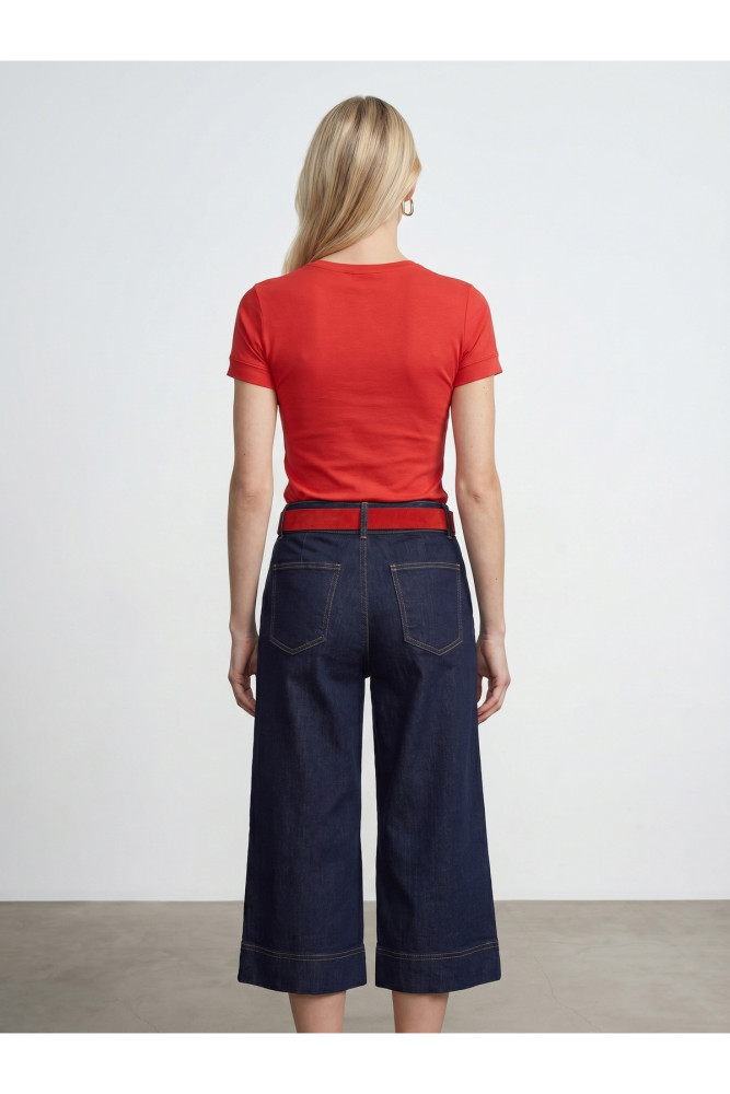 32637 Bisiklet Yaka T-Shirt-Kırmızı görsel 2