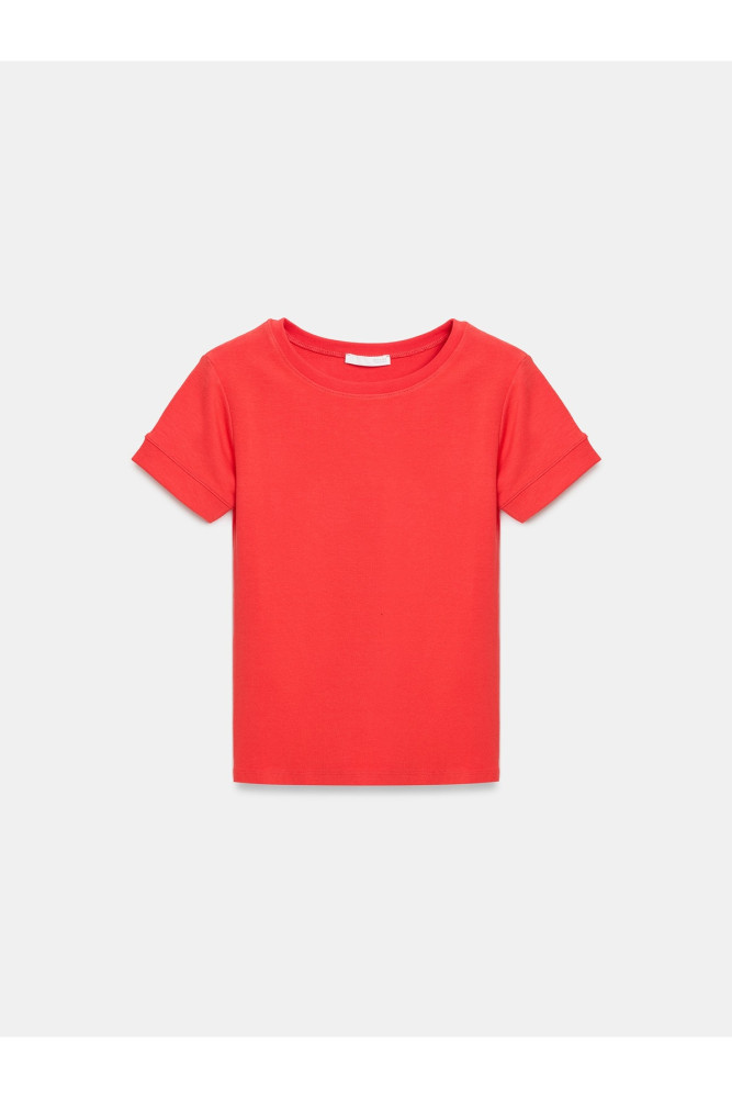 32637 Bisiklet Yaka T-Shirt-Kırmızı görsel 5