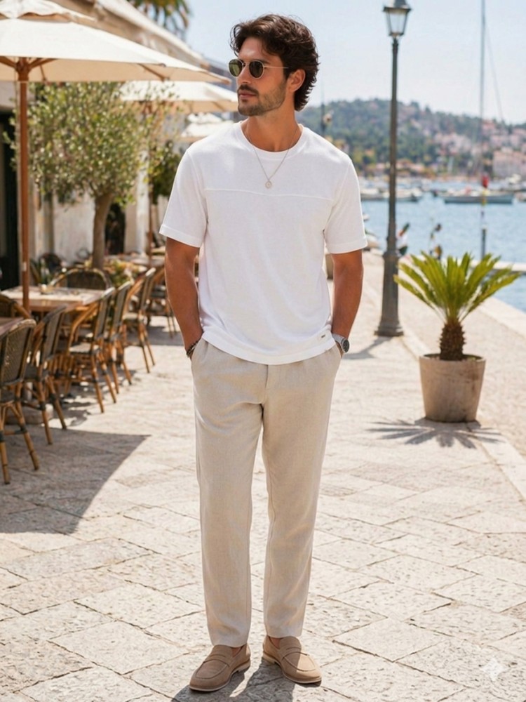Erkek Beyaz Basic T-Shirt