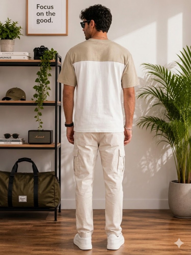 Erkek Beyaz O Yaka Basic T-Shirt görsel 3